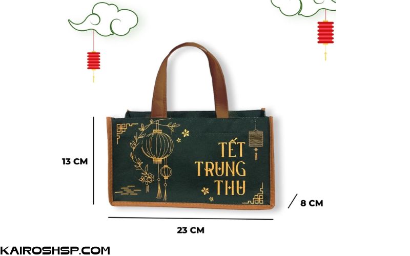 Túi Vải Xanh Rêu Tặng Quà Trung Thu